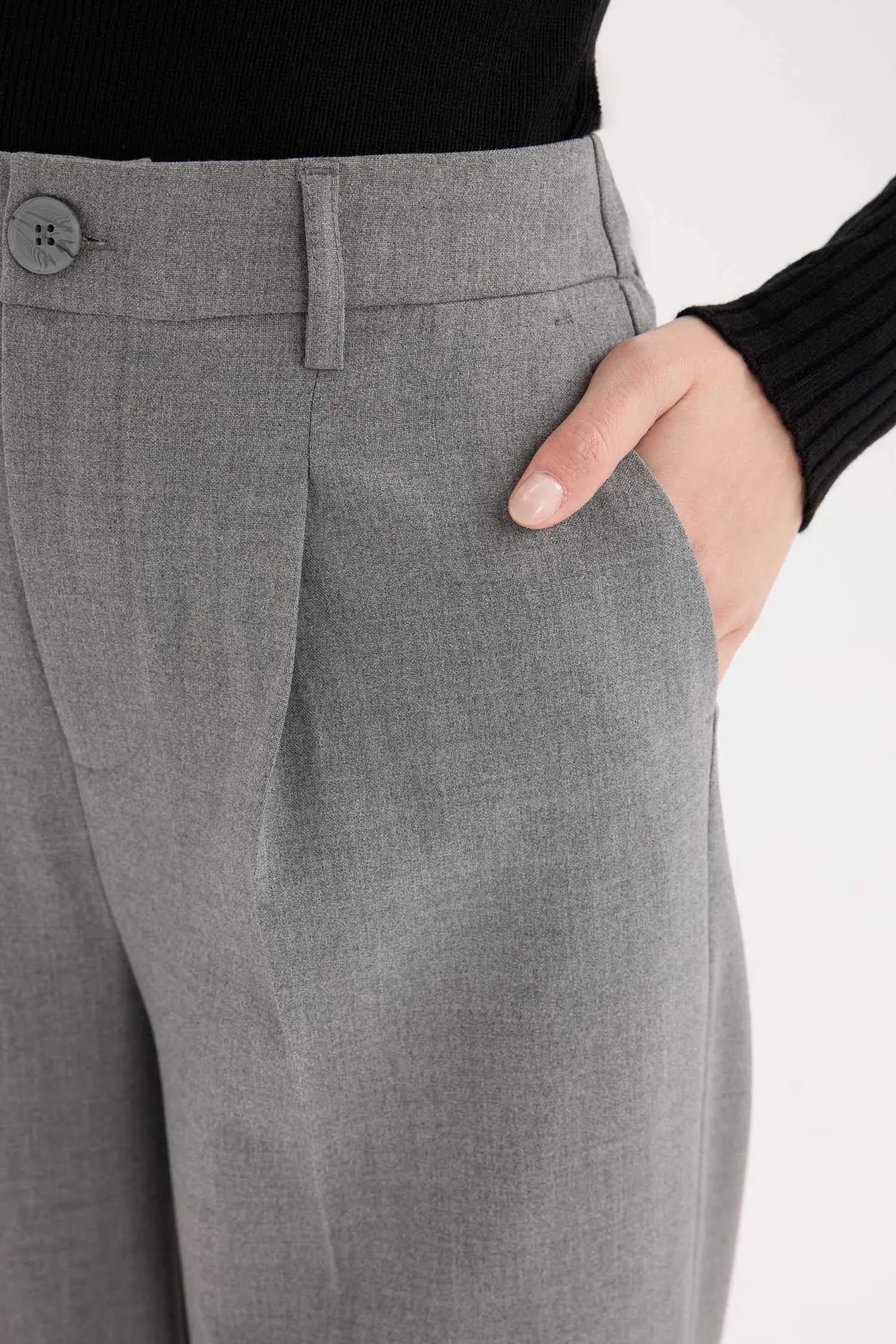 Wide Leg High Waist Standard Length Basic Classic Trousers