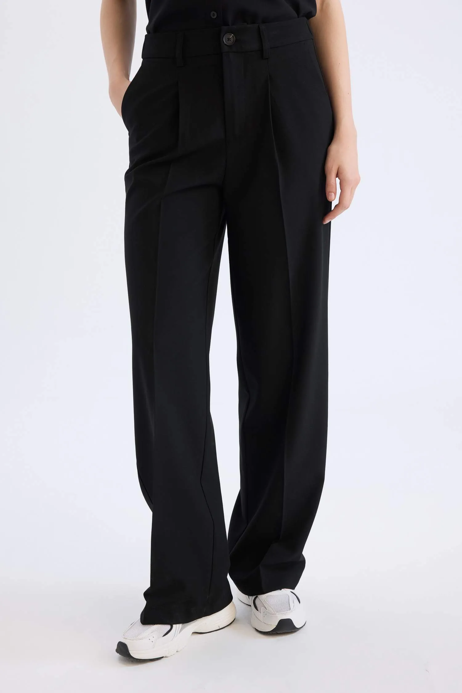 Wide Leg High Waist Standard Length Basic Classic Trousers
