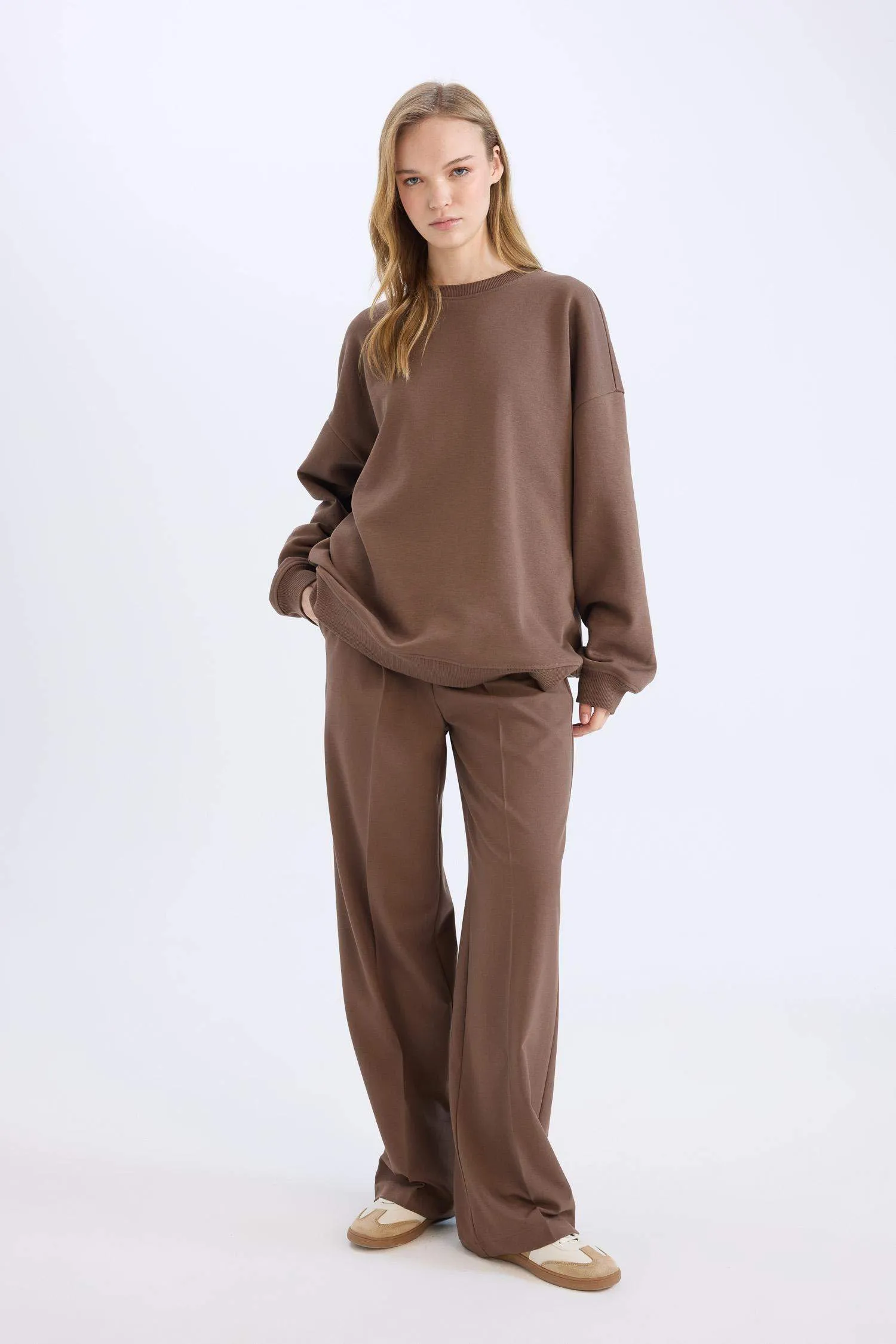 Wide Leg High Waist Standard Length Basic Classic Trousers