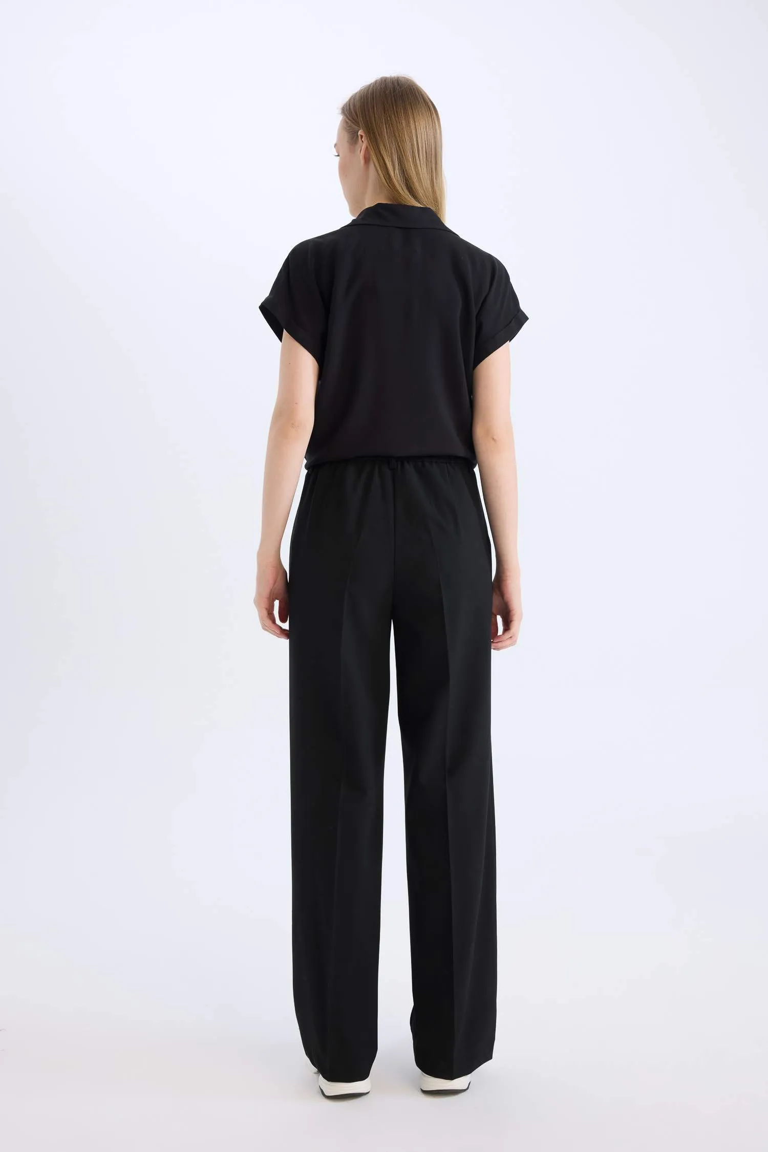 Wide Leg High Waist Standard Length Basic Classic Trousers