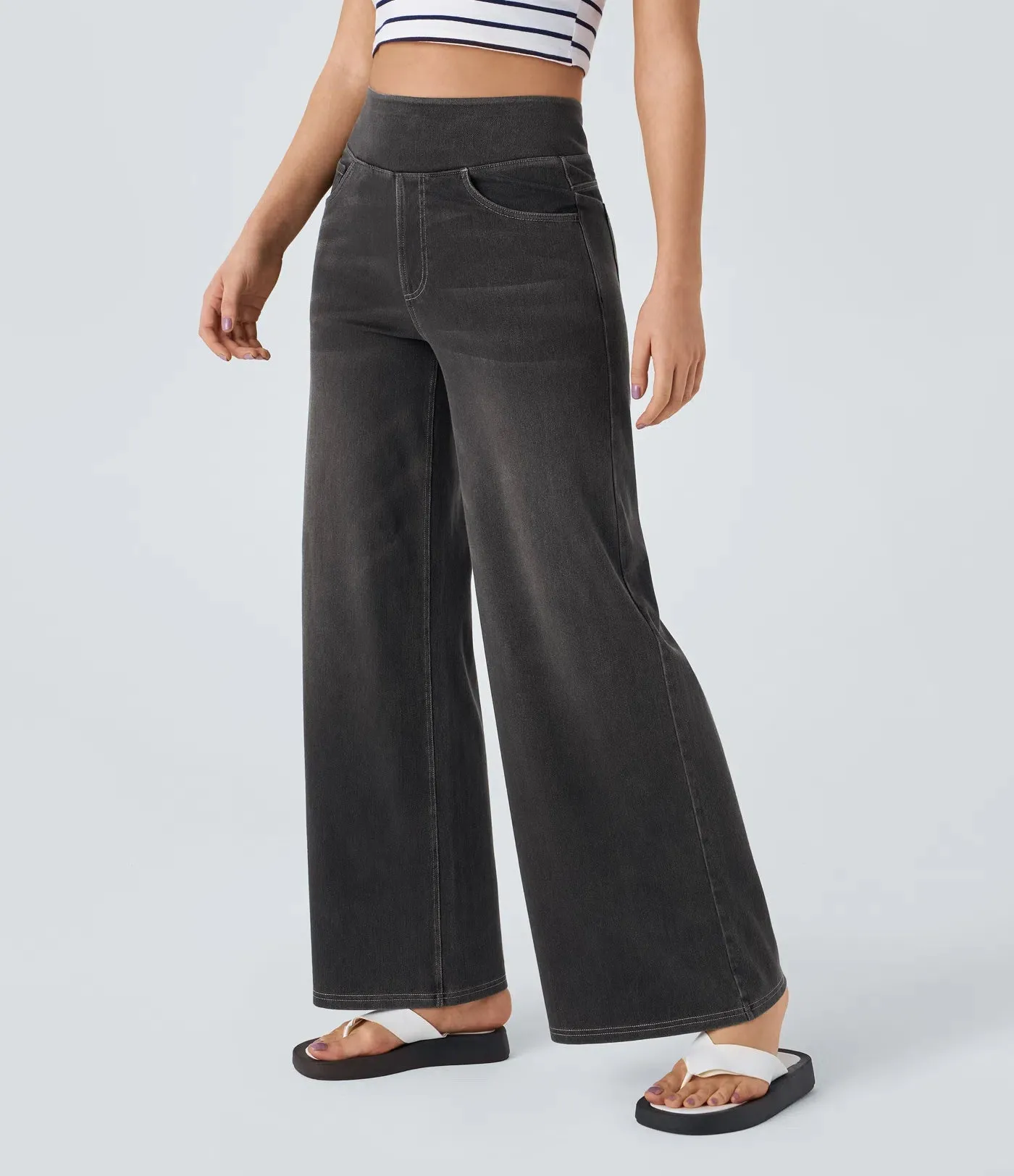 Wide Leg Knitted Jeans