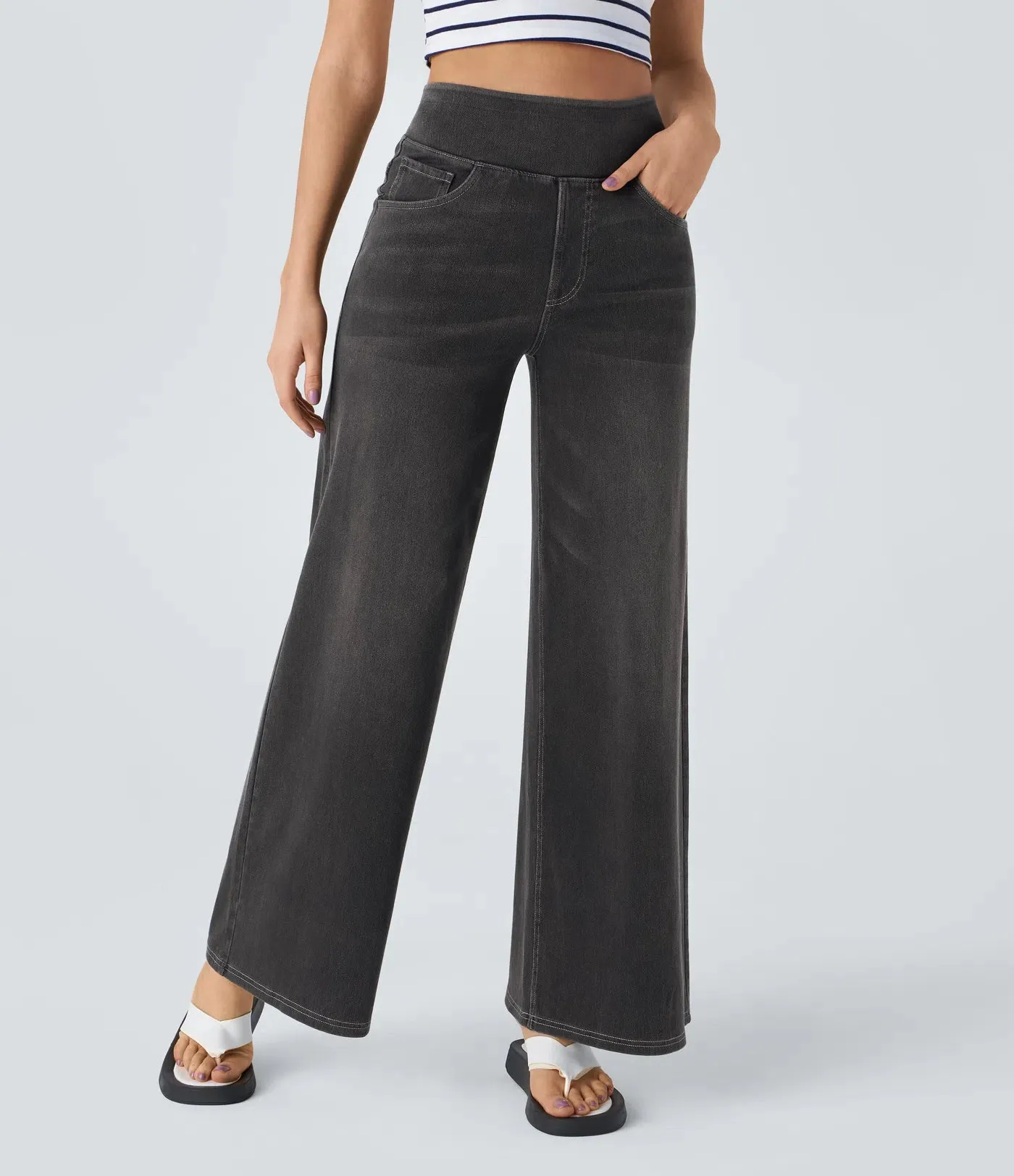 Wide Leg Knitted Jeans