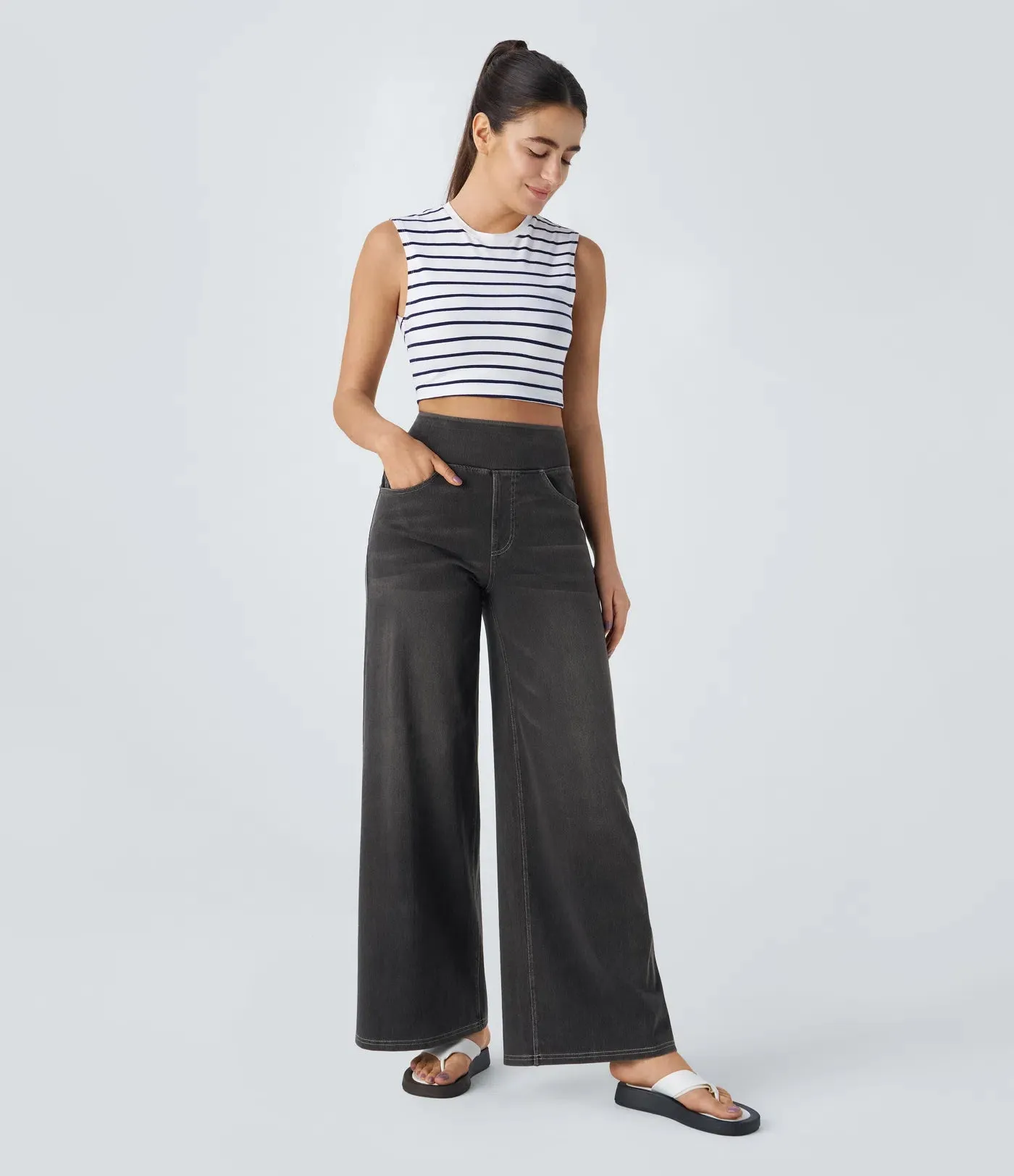 Wide Leg Knitted Jeans