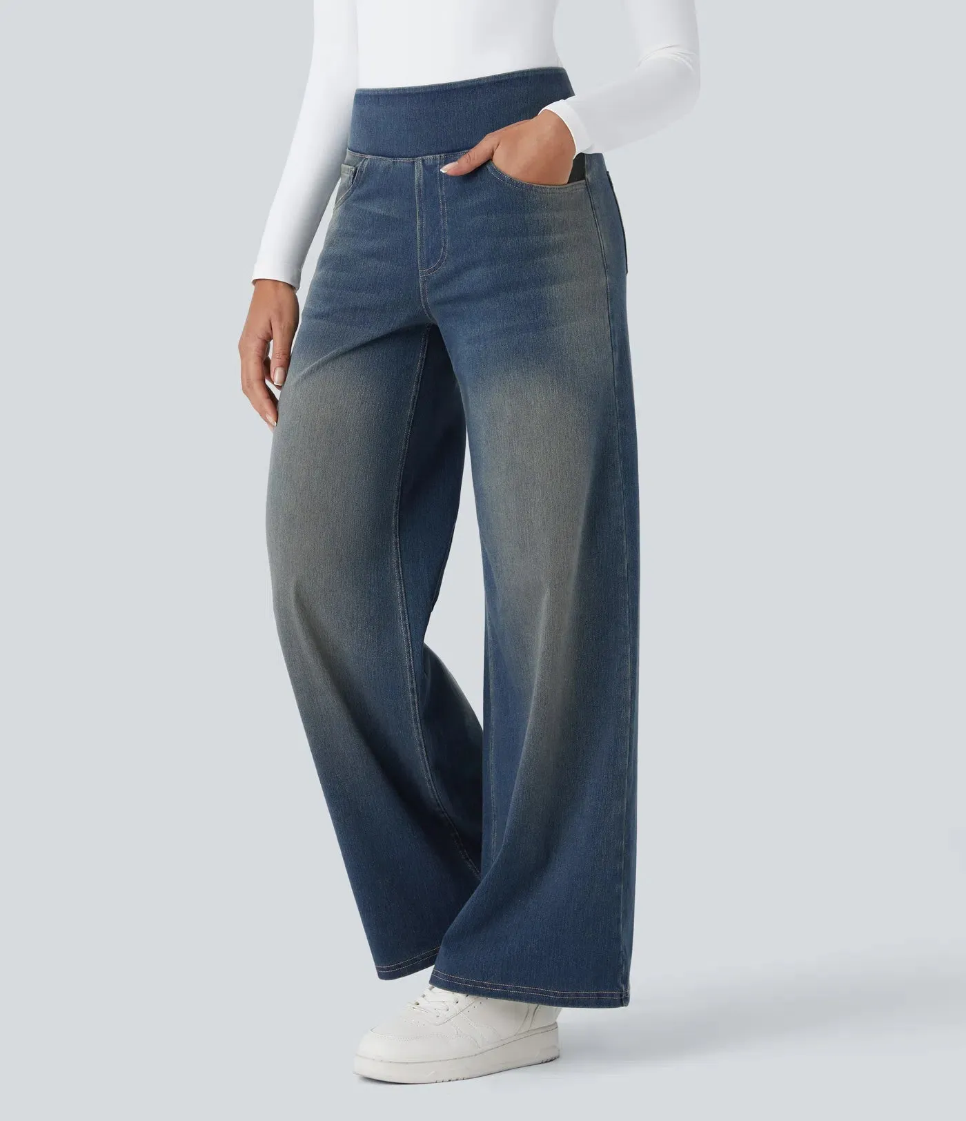 Wide Leg Knitted Jeans