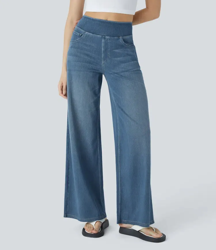Wide Leg Knitted Jeans