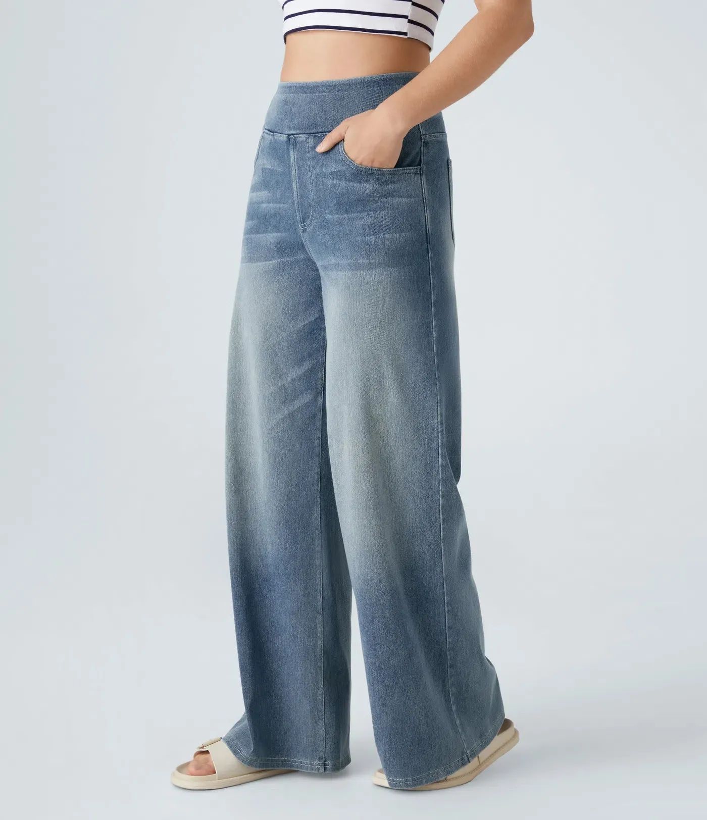Wide Leg Knitted Jeans