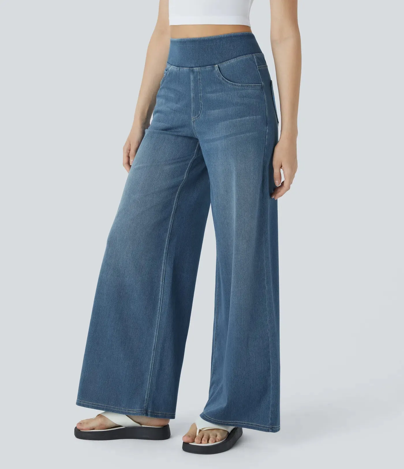 Wide Leg Knitted Jeans