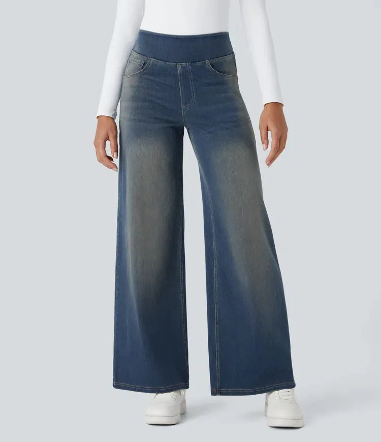 Wide Leg Knitted Jeans