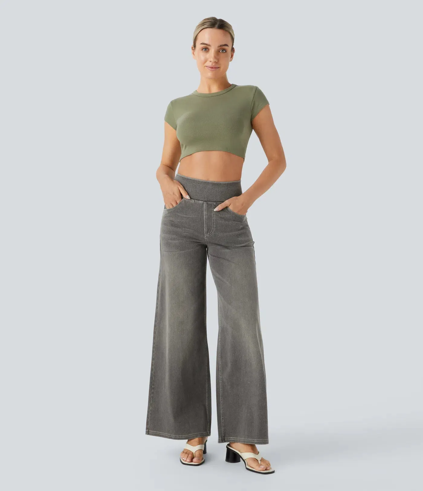 Wide Leg Knitted Jeans