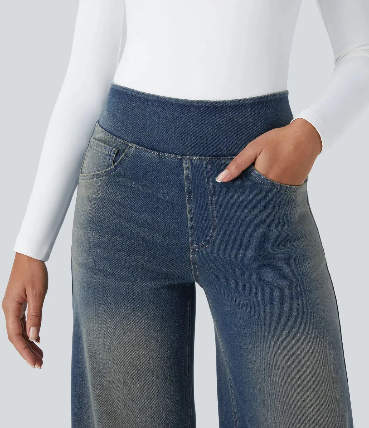Wide Leg Knitted Jeans