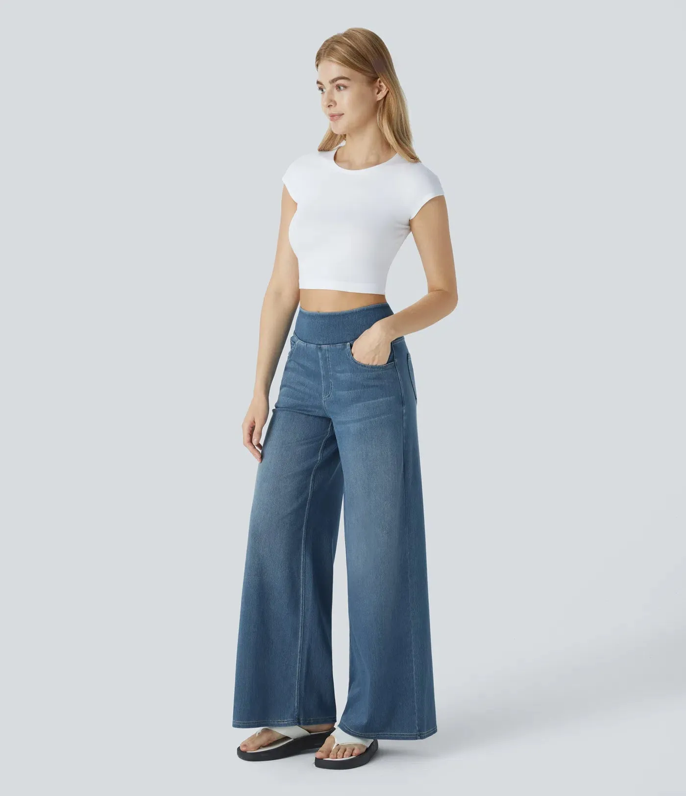Wide Leg Knitted Jeans