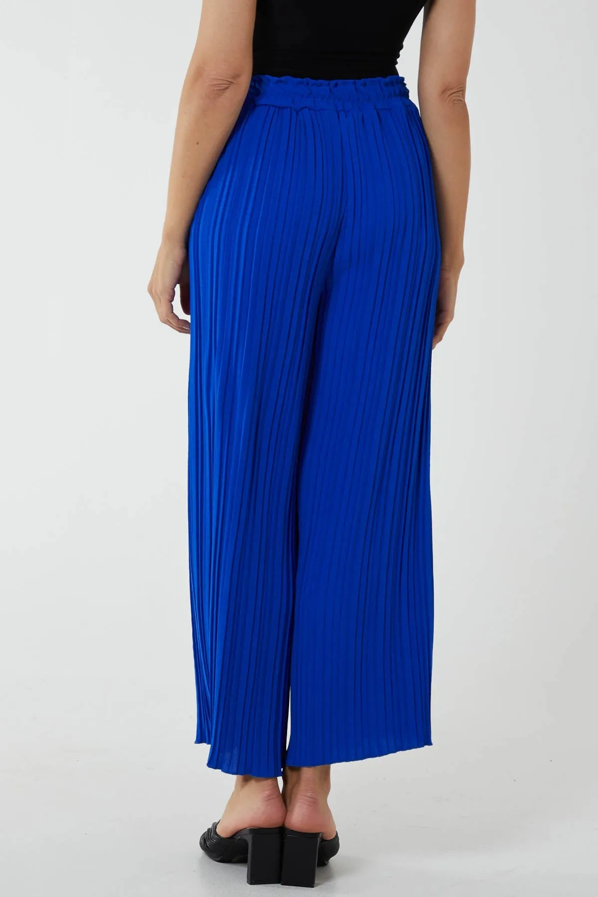 Wide Leg Plisse Drawstring Trousers