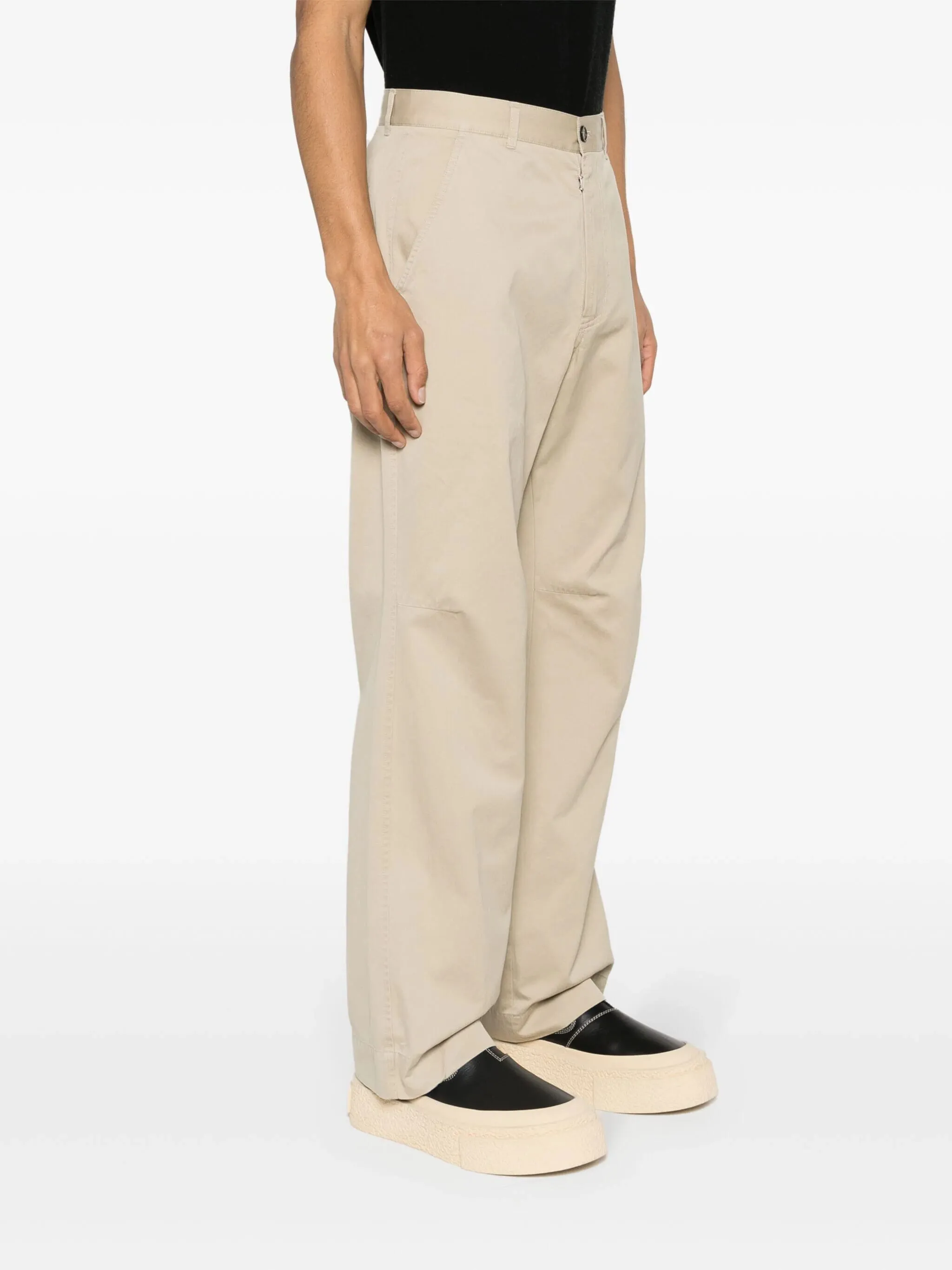 Wide-Leg Twill Chinos