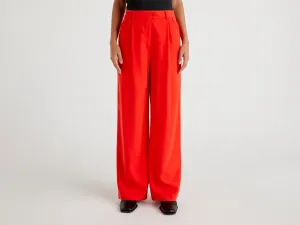 Women Solid Wide Leg Trousers