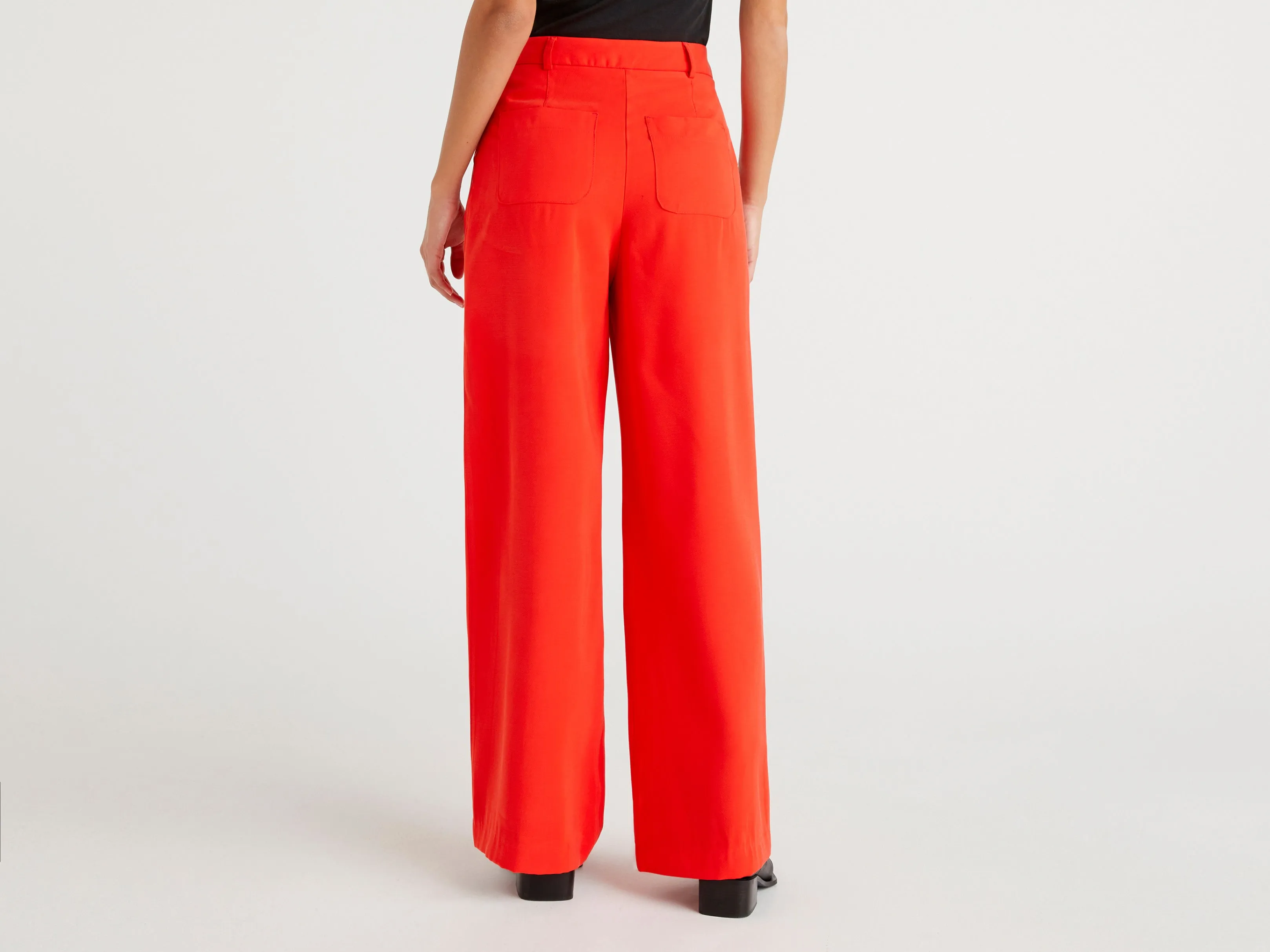 Women Solid Wide Leg Trousers