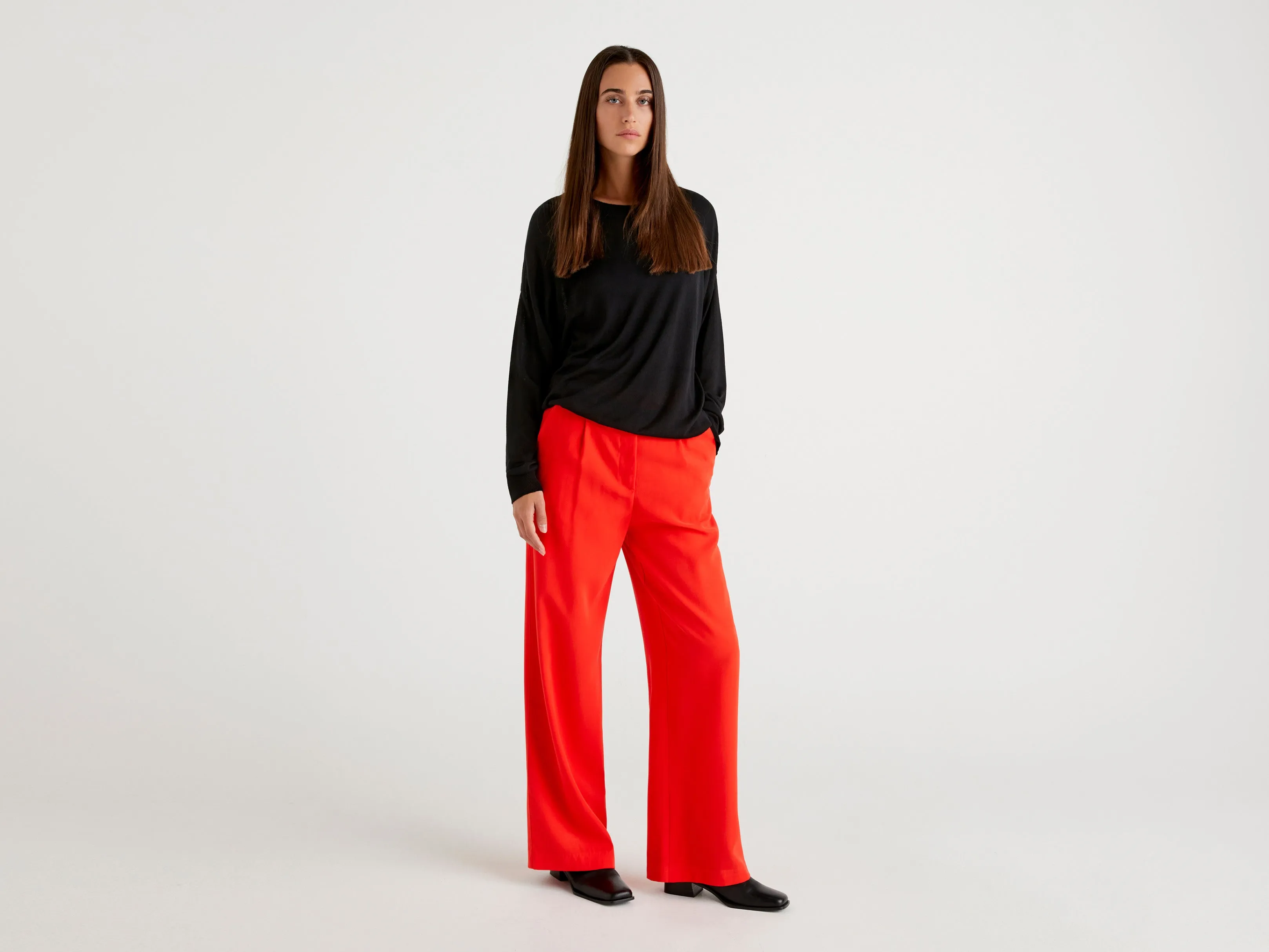 Women Solid Wide Leg Trousers