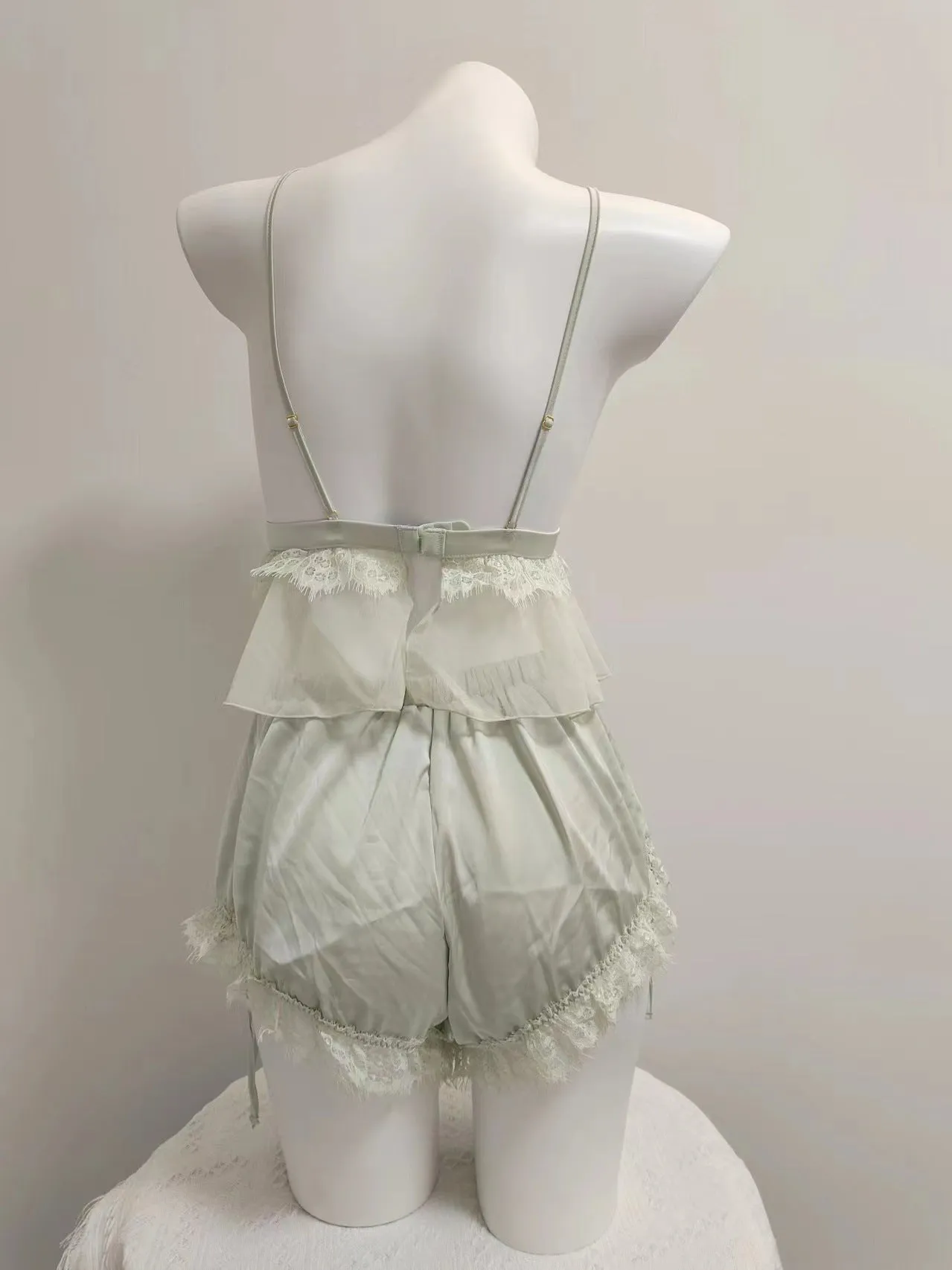 Women's Lace Suspender Shorts Ice Silk Pajamas Suit