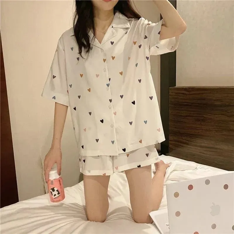 Women's Night Wears 2 Piece Pajama Set Plaid Shorts and Top Summer Pajama Set