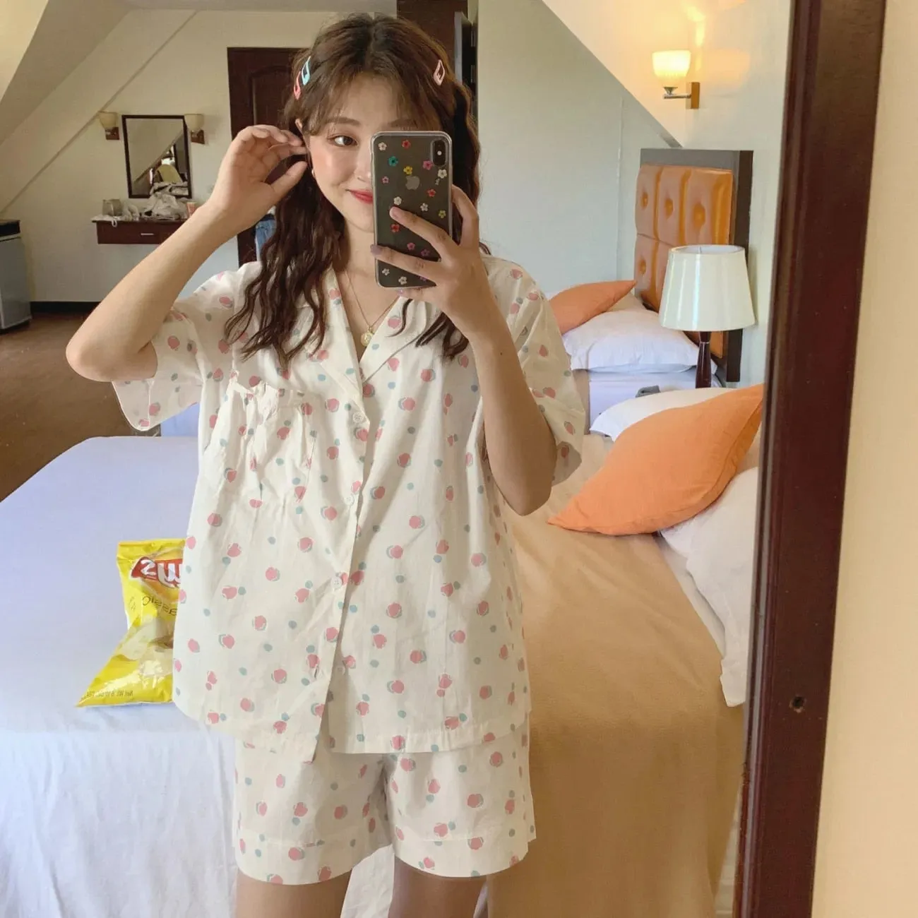 Women's Night Wears 2 Piece Pajama Set Plaid Shorts and Top Summer Pajama Set