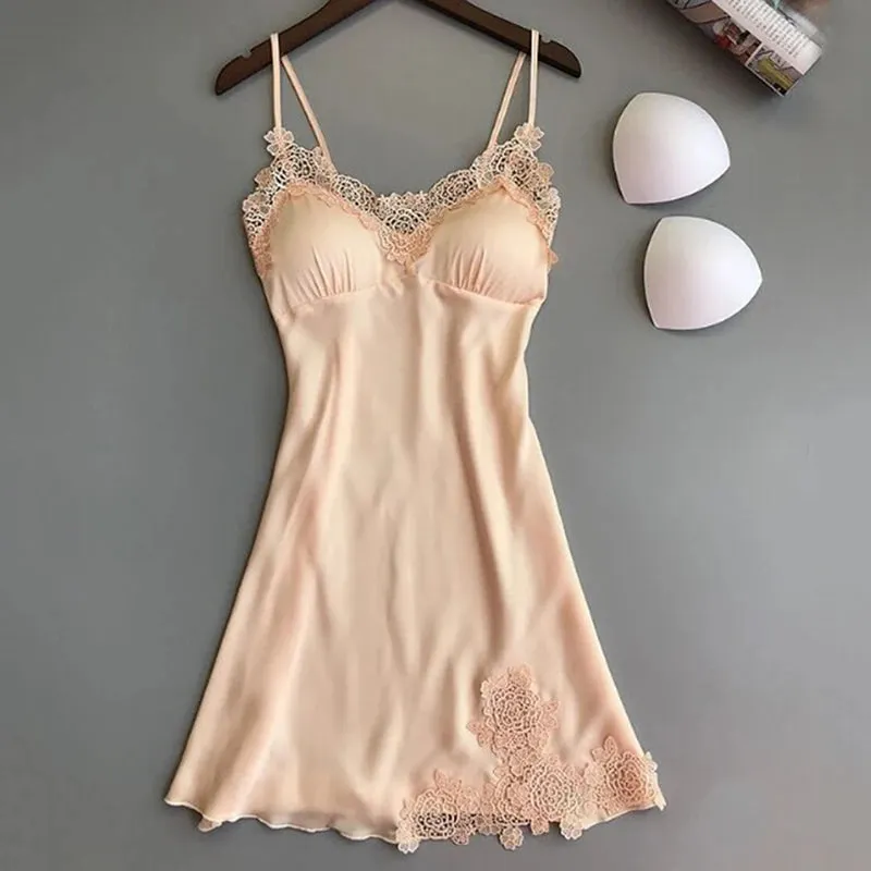 Women's Silk Suspender Thin Halter Ice Silk Satin Nightdress