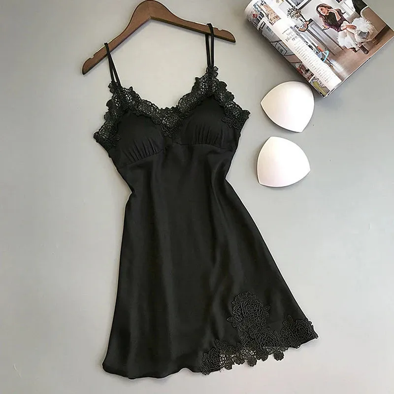 Women's Silk Suspender Thin Halter Ice Silk Satin Nightdress
