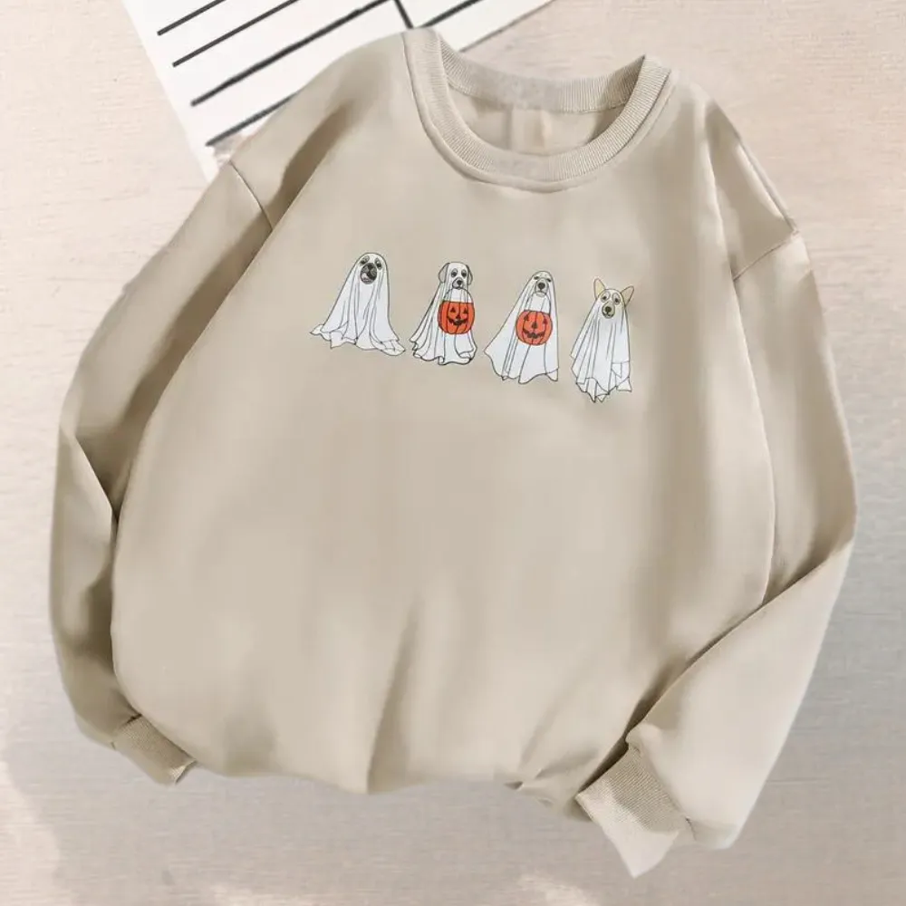 Women's Spooky Dog Print Halloween Sweatshirt - Kinga