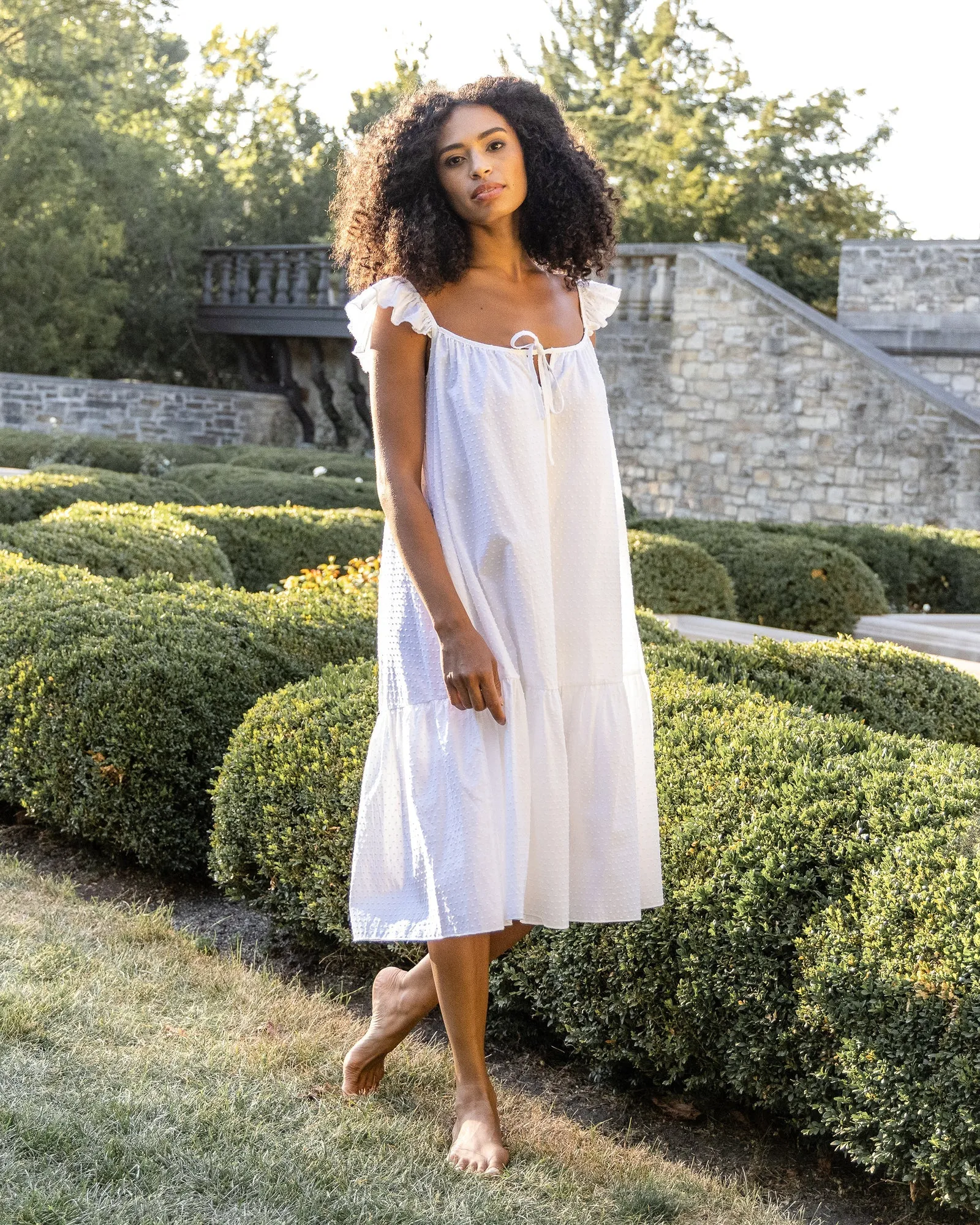 Women's Swiss Dots Celeste Nightgown- White