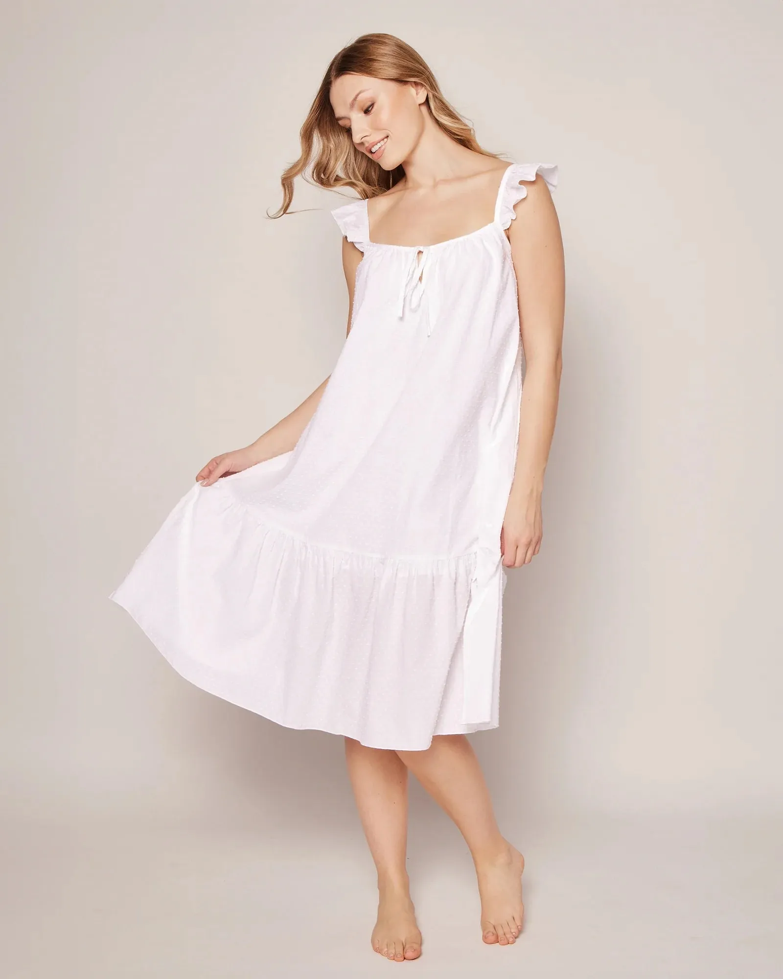 Women's Swiss Dots Celeste Nightgown- White