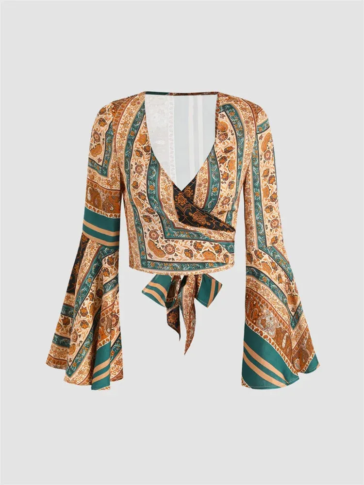 Women's Vintage Floral Print Boho Shirt
