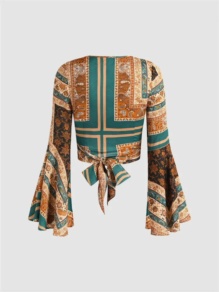 Women's Vintage Floral Print Boho Shirt