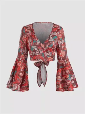 Women's Vintage Floral Print Boho Shirt