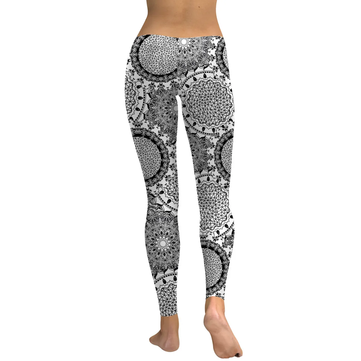 Women's Yoga Leggings -Grey Mandala