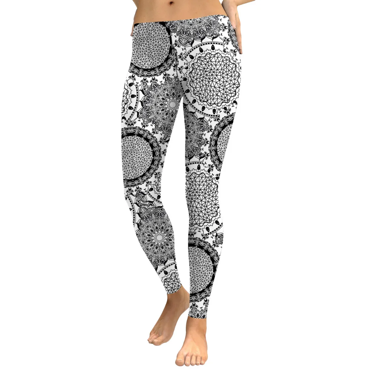 Women's Yoga Leggings -Grey Mandala
