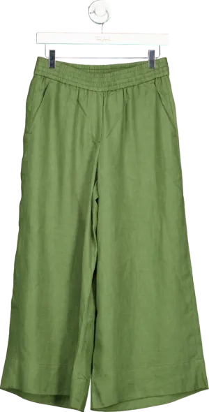 WYSE LONDON Green Linen Wide Leg Trousers UK 8