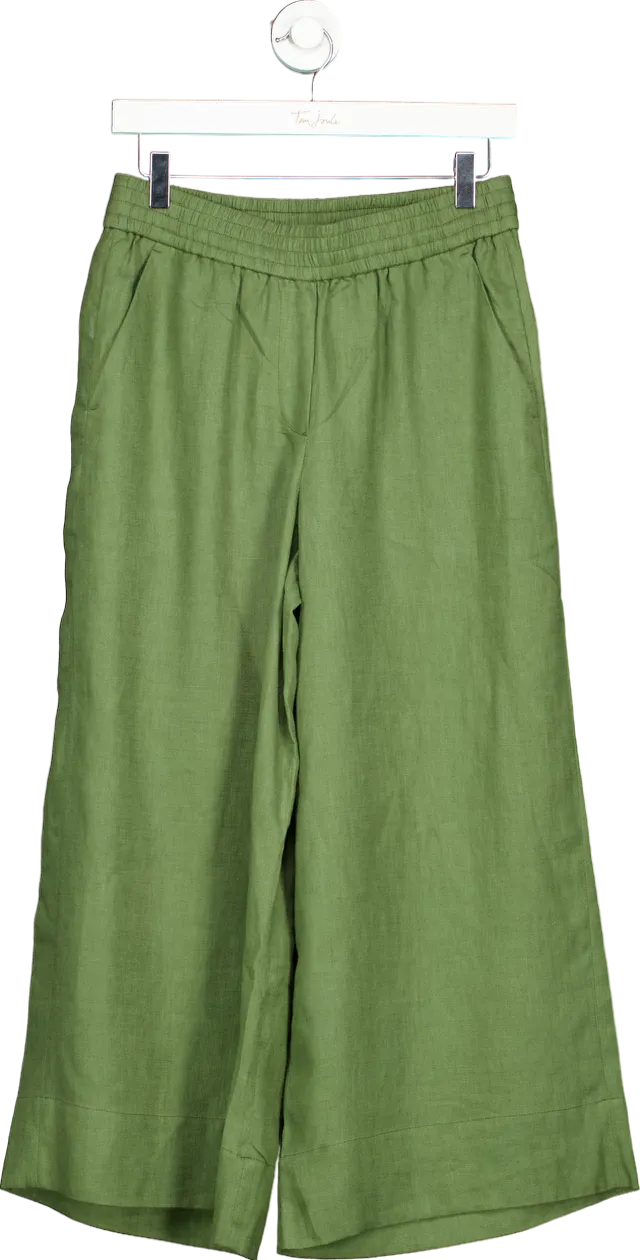 WYSE LONDON Green Linen Wide Leg Trousers UK 8