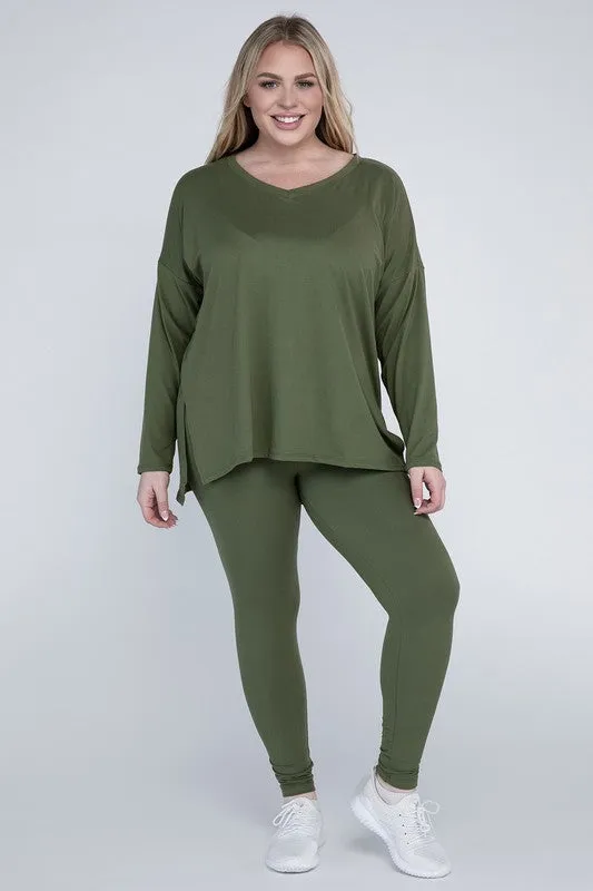 ZENANA Plus Brushed DTY Microfiber Loungewear Set