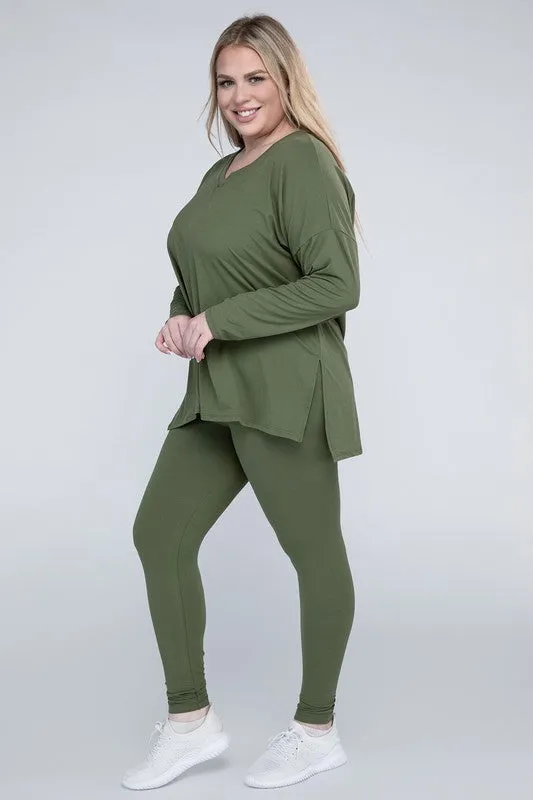 ZENANA Plus Brushed DTY Microfiber Loungewear Set