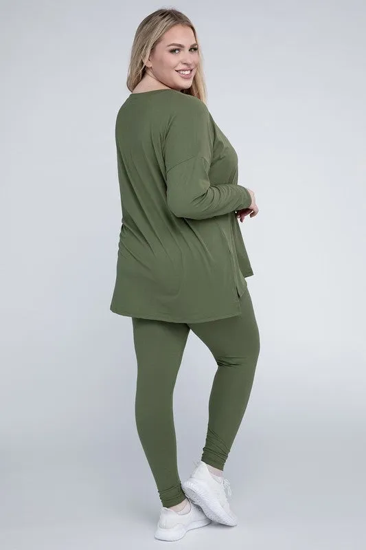 ZENANA Plus Brushed DTY Microfiber Loungewear Set
