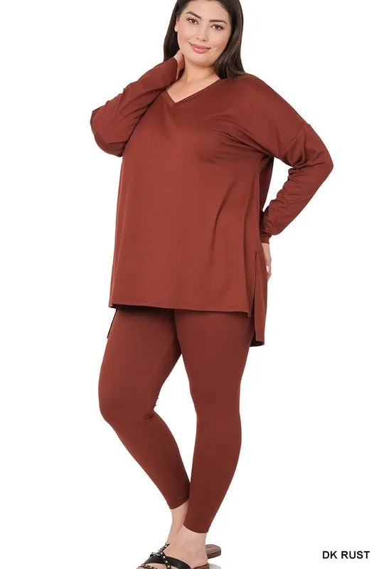 ZENANA Plus Brushed DTY Microfiber Loungewear Set