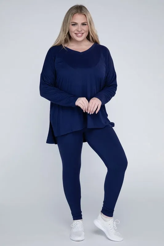 ZENANA Plus Brushed DTY Microfiber Loungewear Set