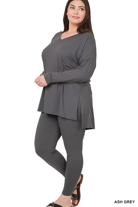 ZENANA Plus Brushed DTY Microfiber Loungewear Set