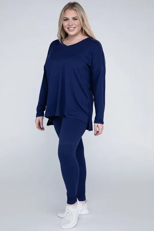 ZENANA Plus Brushed DTY Microfiber Loungewear Set