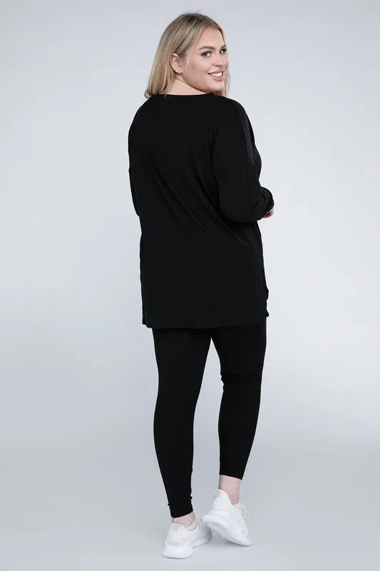 ZENANA Plus Brushed DTY Microfiber Loungewear Set