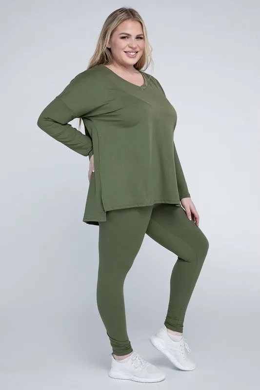 ZENANA Plus Brushed DTY Microfiber Loungewear Set
