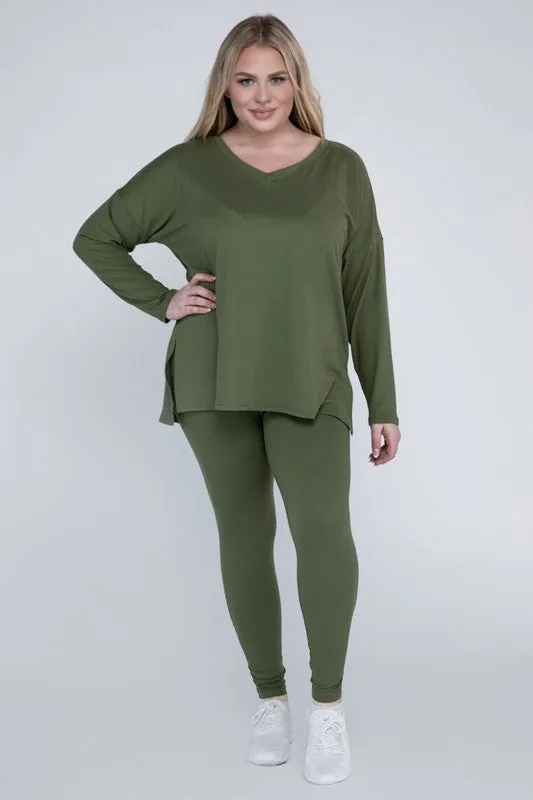 ZENANA Plus Brushed DTY Microfiber Loungewear Set