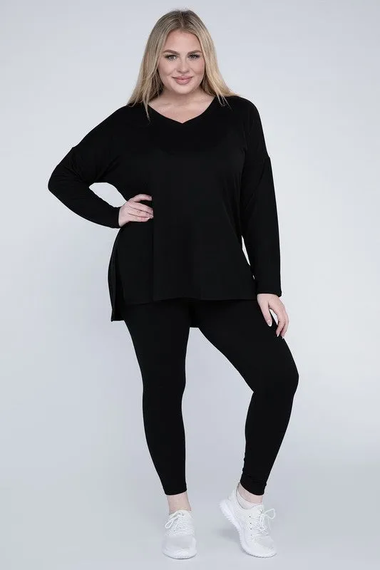 ZENANA Plus Brushed DTY Microfiber Loungewear Set